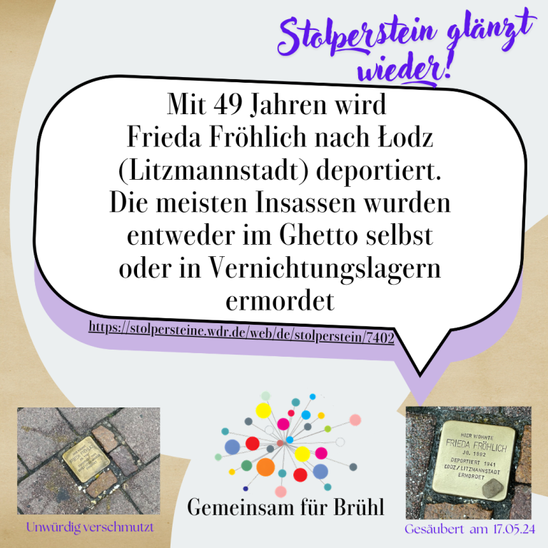 Stolperstein von Frieda Fröhlich gereinigt