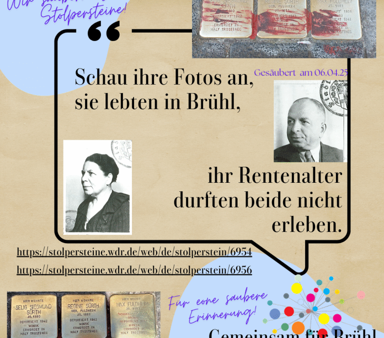 Wir haben insgesamt fünf Stolpersteine gesäubert, die mit rotem Lack verschmutzt waren.