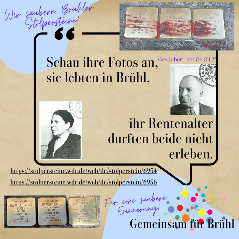 Wir haben insgesamt fünf Stolpersteine gesäubert, die mit rotem Lack verschmutzt waren.